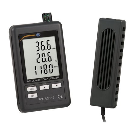 PCE INSTRUMENTS CO2 / Humidity / Temperature Datalogger, 0 to 4000 ppm PCE-AQD 10